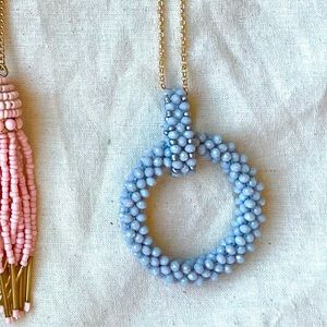 Muted periwinkle long chain necklace